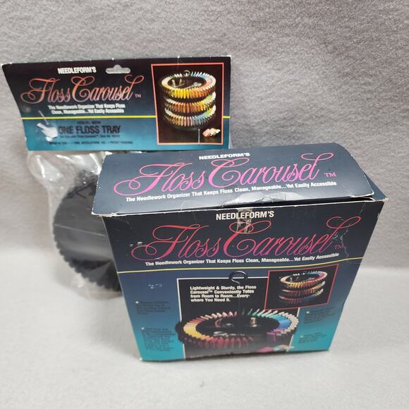 Needleform's Floss Carousel Base, Tray, Handle, Dust Cover And Extra Tray NOS - Picture 1 of 6